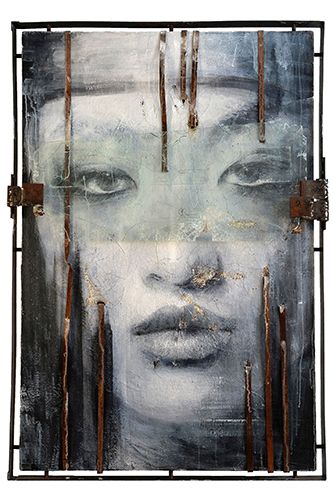Vitaliano, Wa 01.016, 2016, pittura e materiali integrati, 150x100 cm