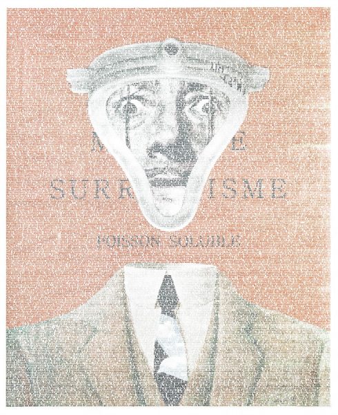 Marc Vincent Kalinka, Manifesto del surrealismo, 2013, Serigrafia a 5 colori su carta Fabriano HQ incollata su tela, testo in francese, dim. 80x110 cm