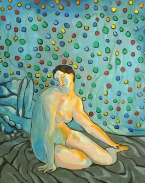 Sandro Chia, Paesaggio con figura femminile, 2013-2014, olio su tela, 160x130cm