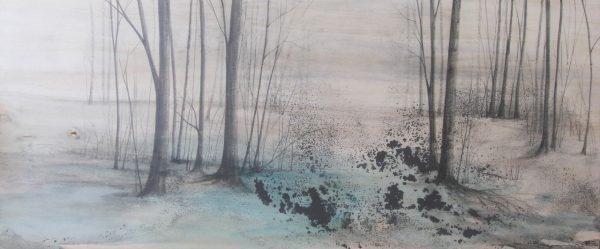 MARIKA VICARI, Il suono della natura, 2016, grafite e acquerello su tavola, 120 x 50 cm