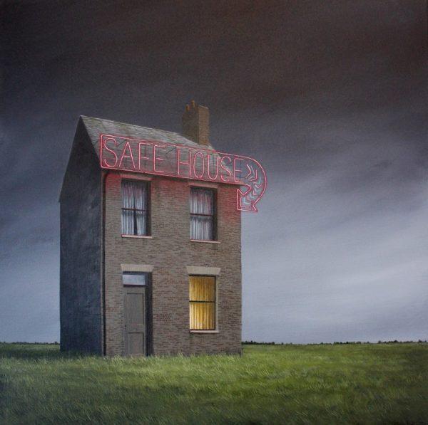 Lee Madgwick, Safe House, 2017, Acrilico su tela, 50 x 50 cm