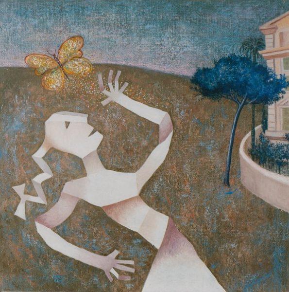 Enrico Benaglia, I colori che fuggono, olio su tela cm 80x80