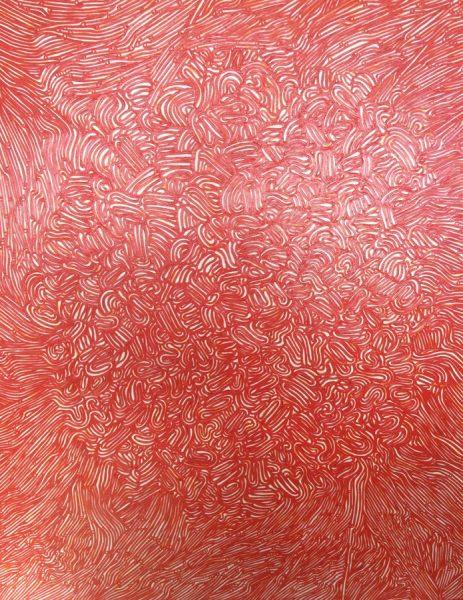 Francesco Polenghi - Labirinti Concettuali - rosso arancione - olio su tela