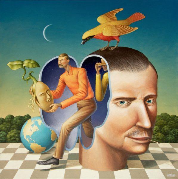 Waone - Vladimir Manzhos, The seed of good ideas, 2017, acrylic on linen, 80x80 cm