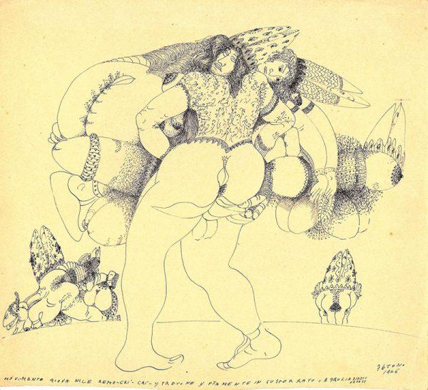 Tono Zancanaro, Movimento giovanile Remo - crì crì, 1946, china a tratto, cm 28x33