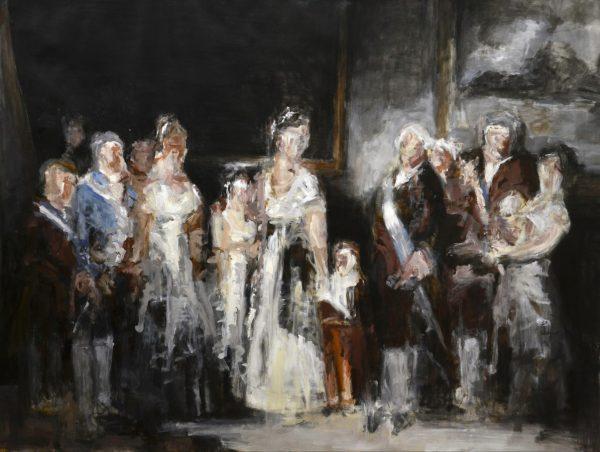 Riccardo Paternò Castello, La famiglia di Carlo IV, da Goya. Tecnica mista su tela.