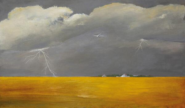 Verena D'Alessandro, In fuga dal temporale, olio su tela, cm 70 x 120 cm, 2020