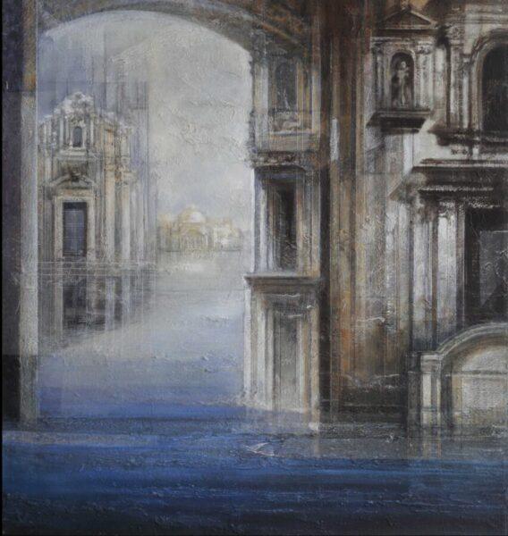 Francesca Mele, Ceci n'est pas Venice, olio e volume su pioppo, 76x78 cm, 2012
