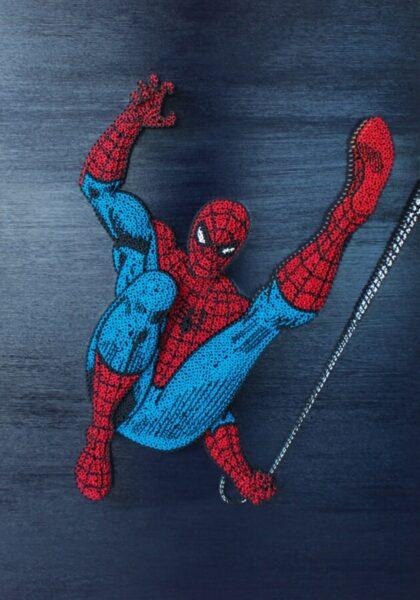 Alessandro Padovan, Spiderman, 2024, acrilico su viti bronzate, 100x70 cm