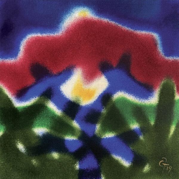 Gaetano Fiore, Ore risuananti - oli e pigmenti naturali, tela lino trattato, cm 38 x 38, 2019