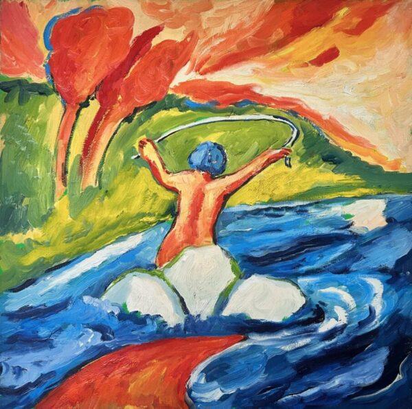 Mimmo Germanà, Al mare, 1988, olio su tela, cm 60x60