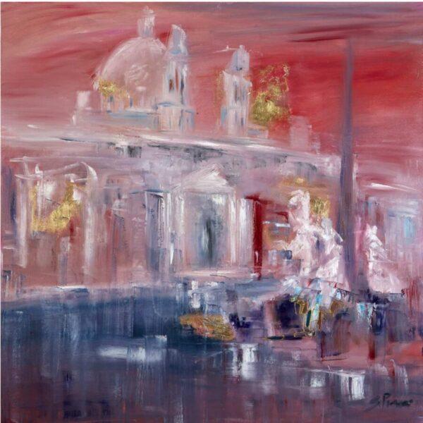 Piazza Navona - libera interpretazione - Olio su tela, cm. 80x80 - anno 2025