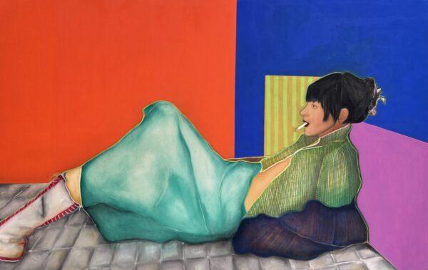 Ronja - 155x100 cm - Aquarell on Cotton by Christina Oberhäuser